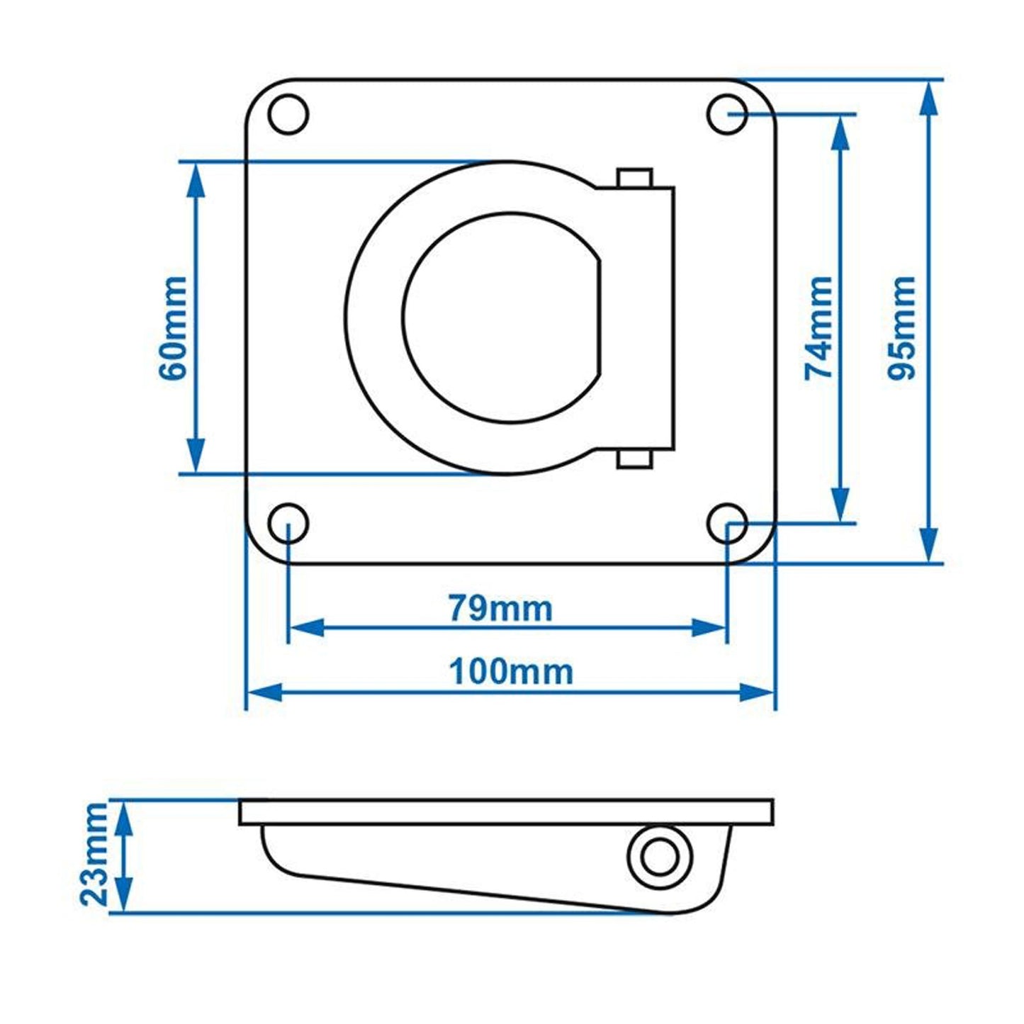 Zurrmulde einfach 100x95mm 800daN mit Rückholfeder