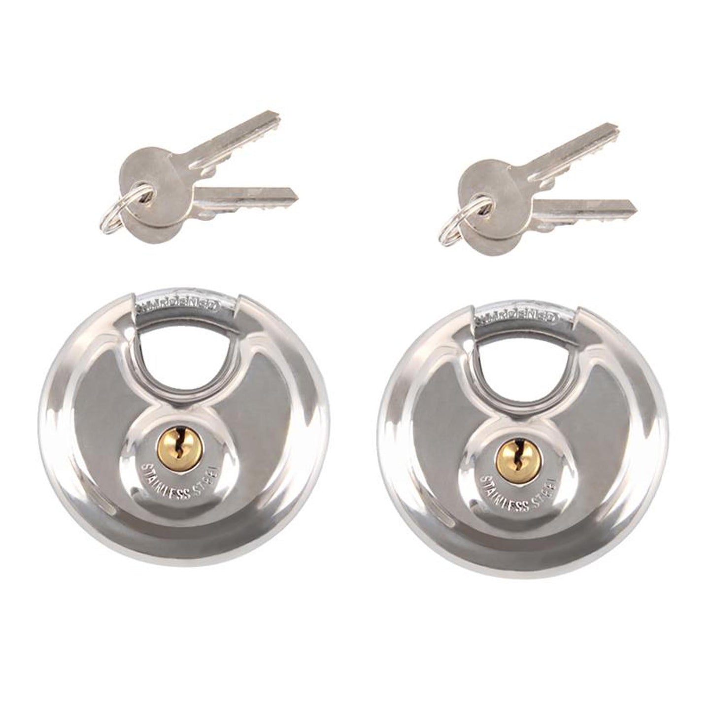 2x padlocks keyed alike 70mm round
