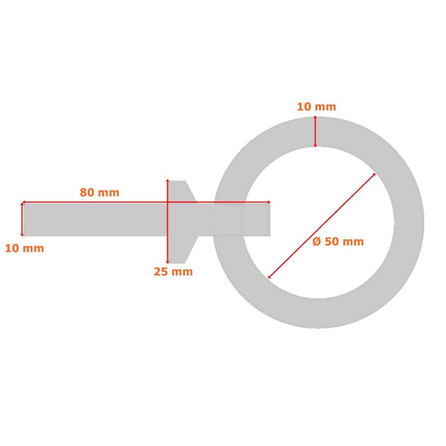 Ösenschraube, vz., M10 x 45 mm, mit Ring, Ø 50 mm x 10 mm