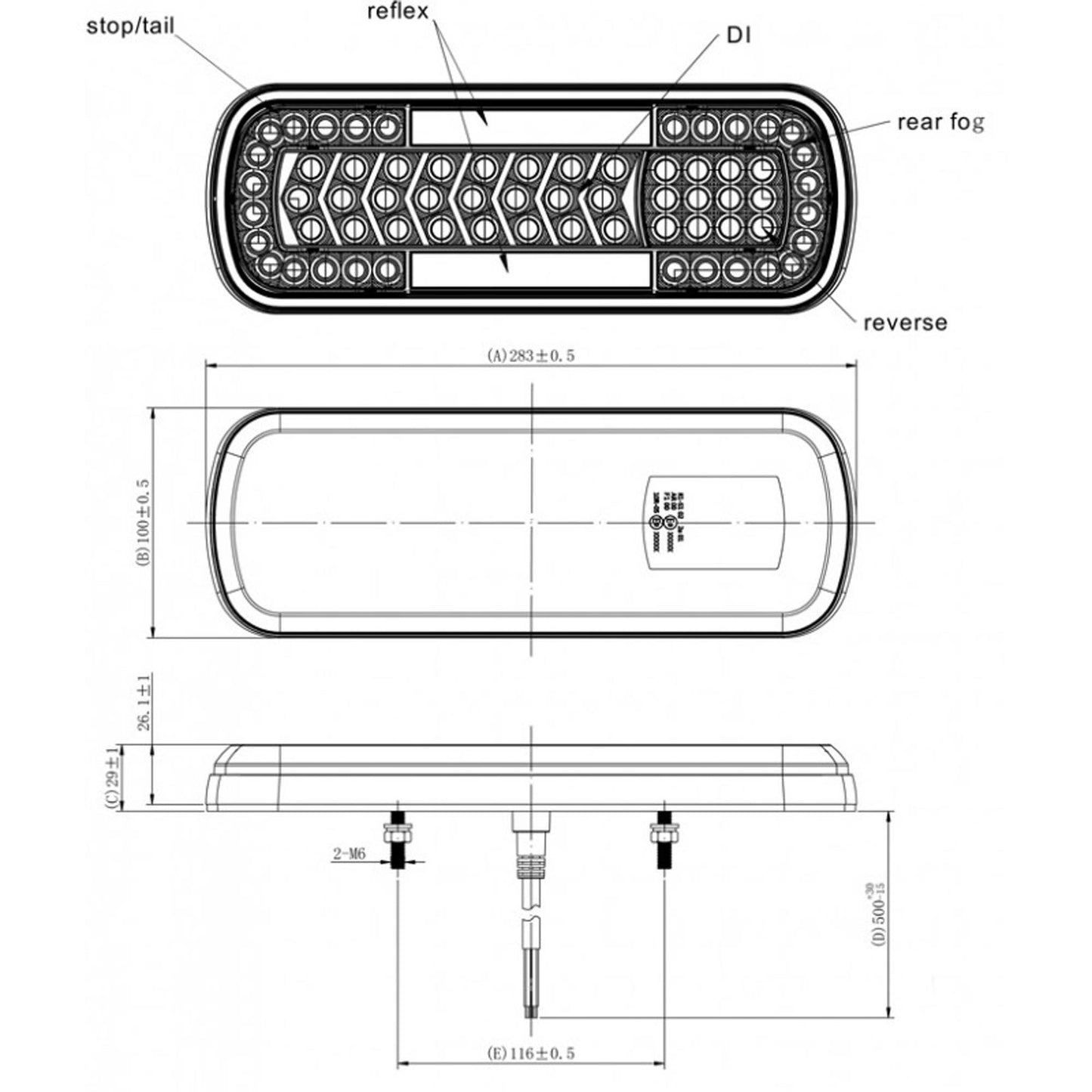 LED-Rückleuchte mit dynamischer Richtungsanzeige 12 / 24V