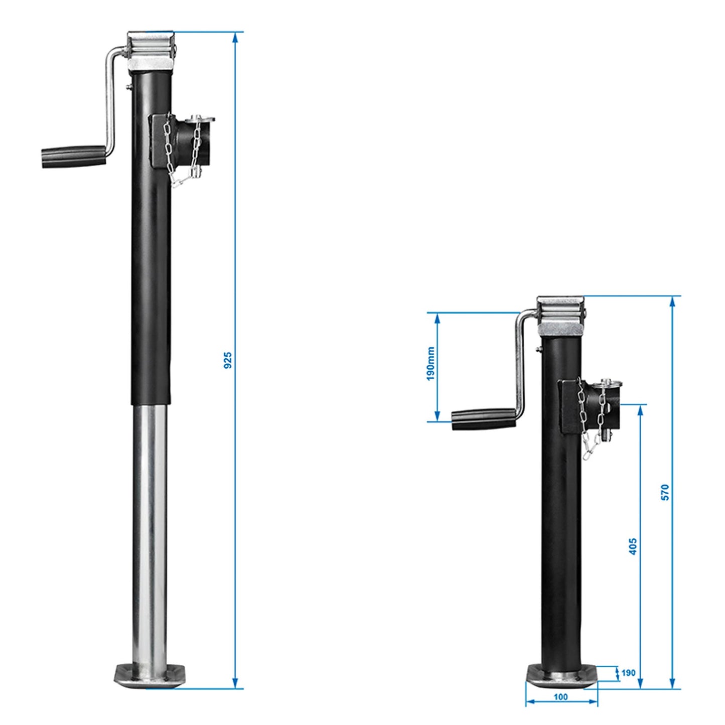 Stützfuss mit Handkurbel 2500kg | Klappbar 570-950mm | mit Flansch