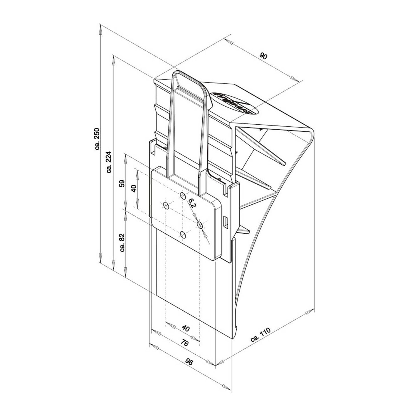 Unterlegkeil Bremskeil Weiss mit Klipp-Halter