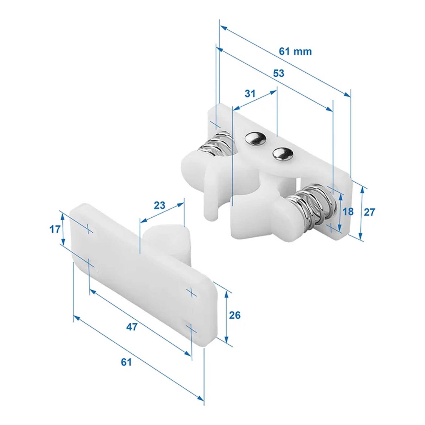 Türfänger mit Metallfedern für Wohnwagen / Wohnmobil / Koffer-Anhänger