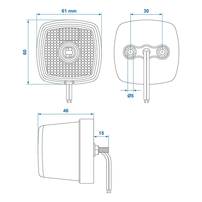 Positionsleuchte 12-24V Rot 61 x 61 mm LED