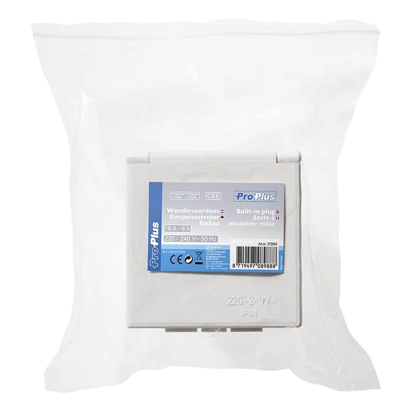 CEE-Einspeisestecker Einbau eckig weiss