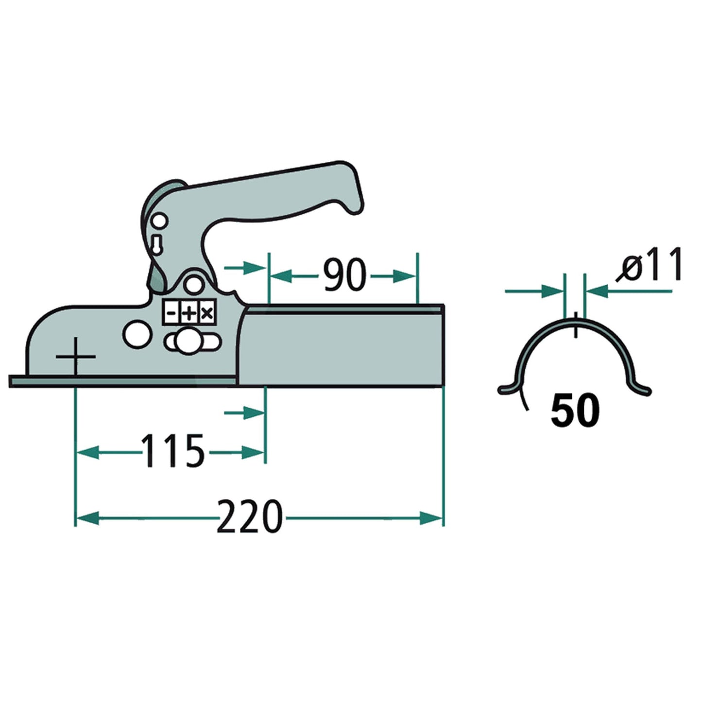 ALBE EM80RE Zugmaul 800KG Ø50mm Rund - TMN - shop.de