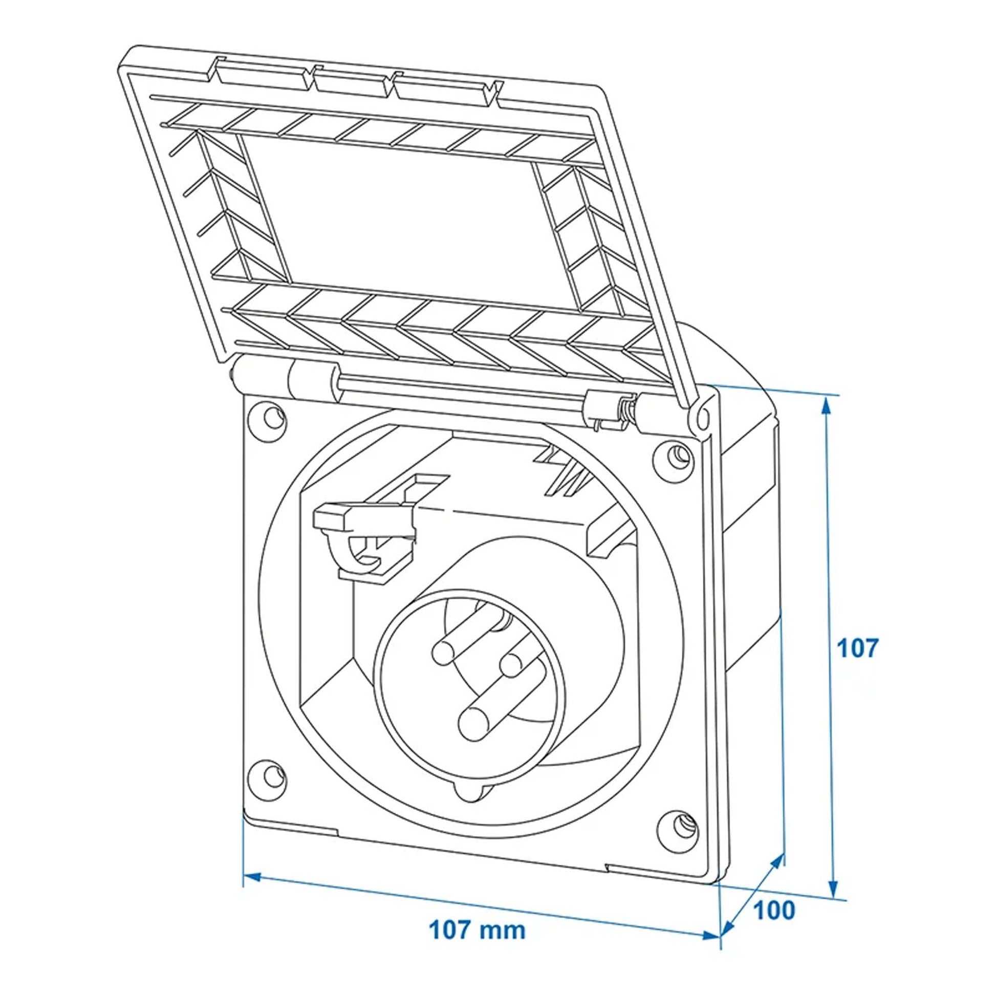 CEE - Einspeisestecker Einbau eckig weiss - TMN - shop.de
