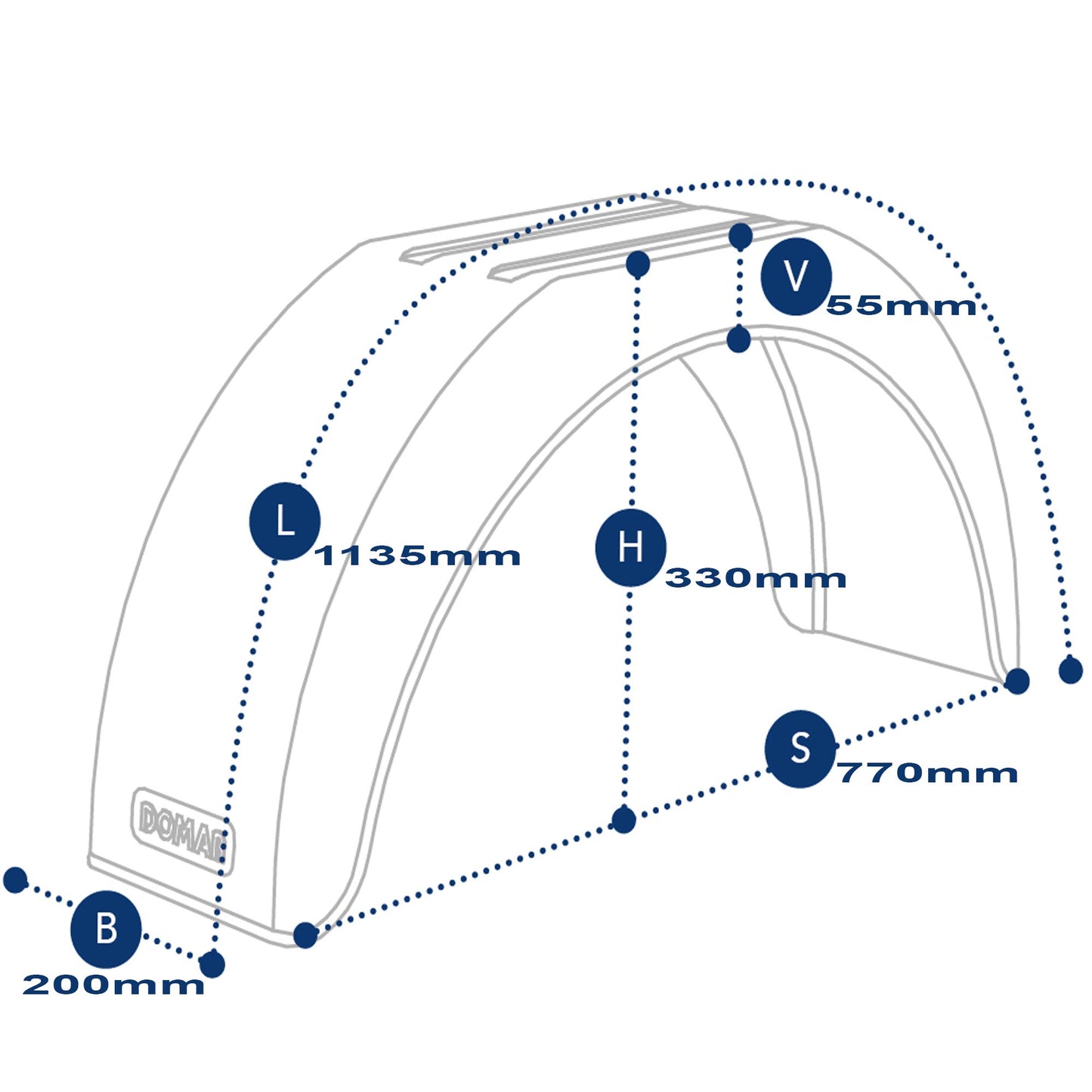 Domar Kotflügel Kunststoff B200xS770xH330