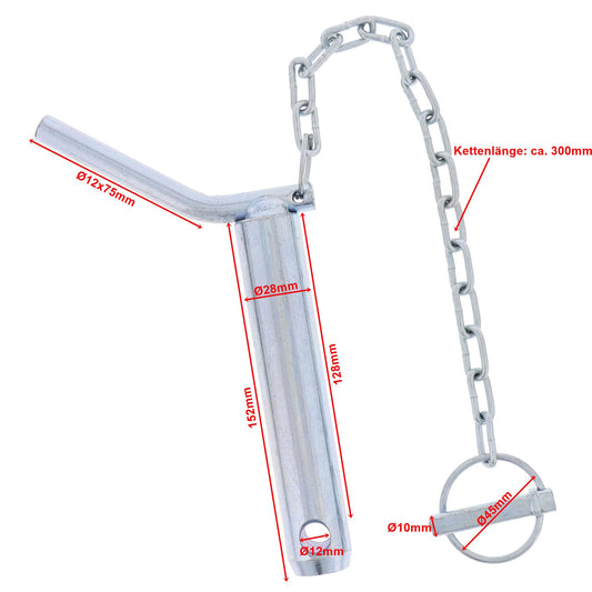 Unterlenkerbolzen mit Hangriff und Kette Kat.2 Ø28mm L. 152mm