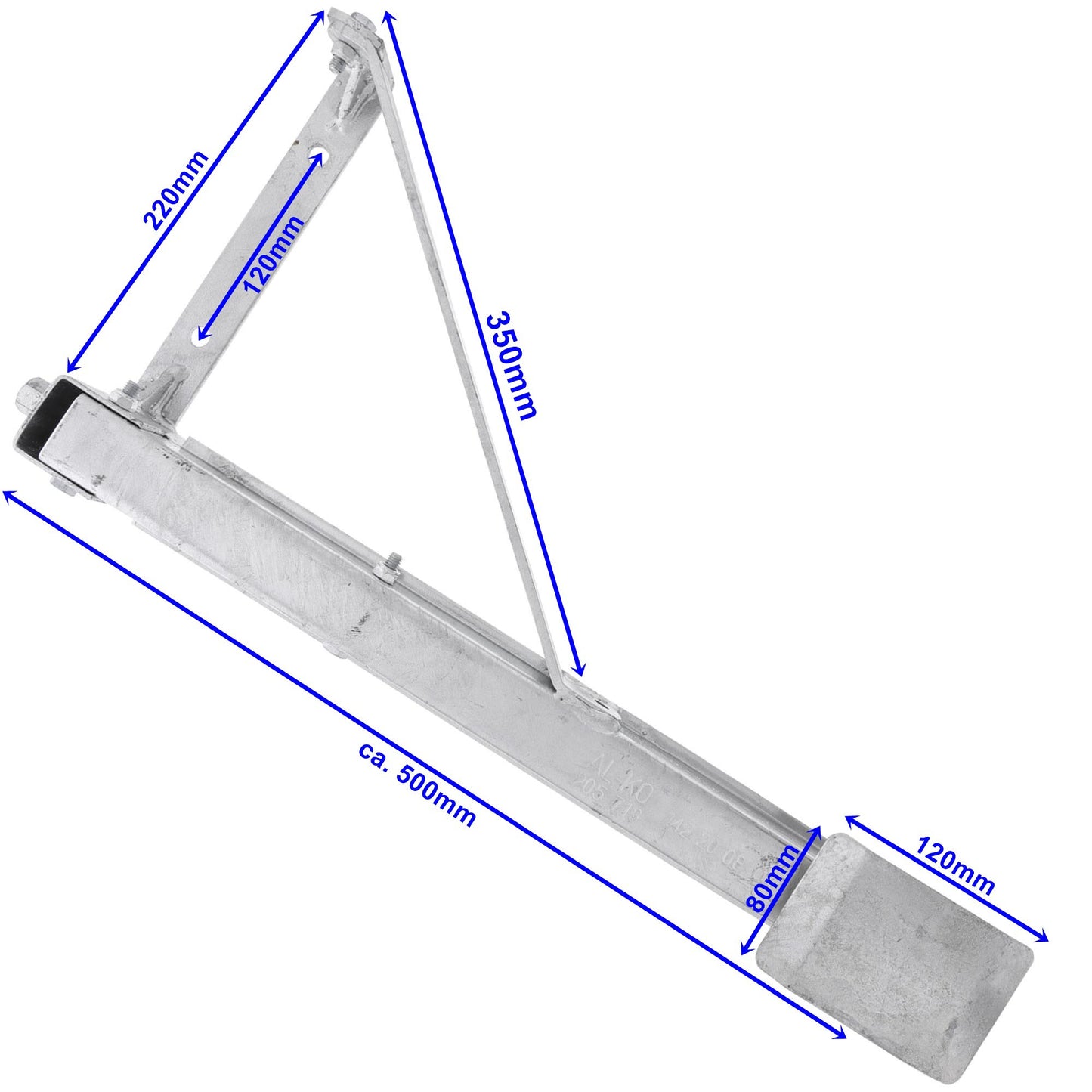 AL-KO turning support with folding base, galvanized VL or HR stroke 480mm