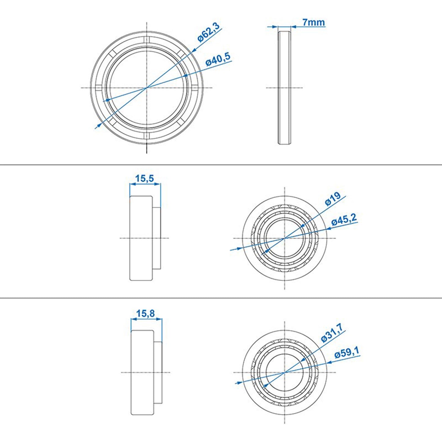 Radlagersatz passend für AL-KO Radbremse 2035 / 2050 / 2051 / SB203