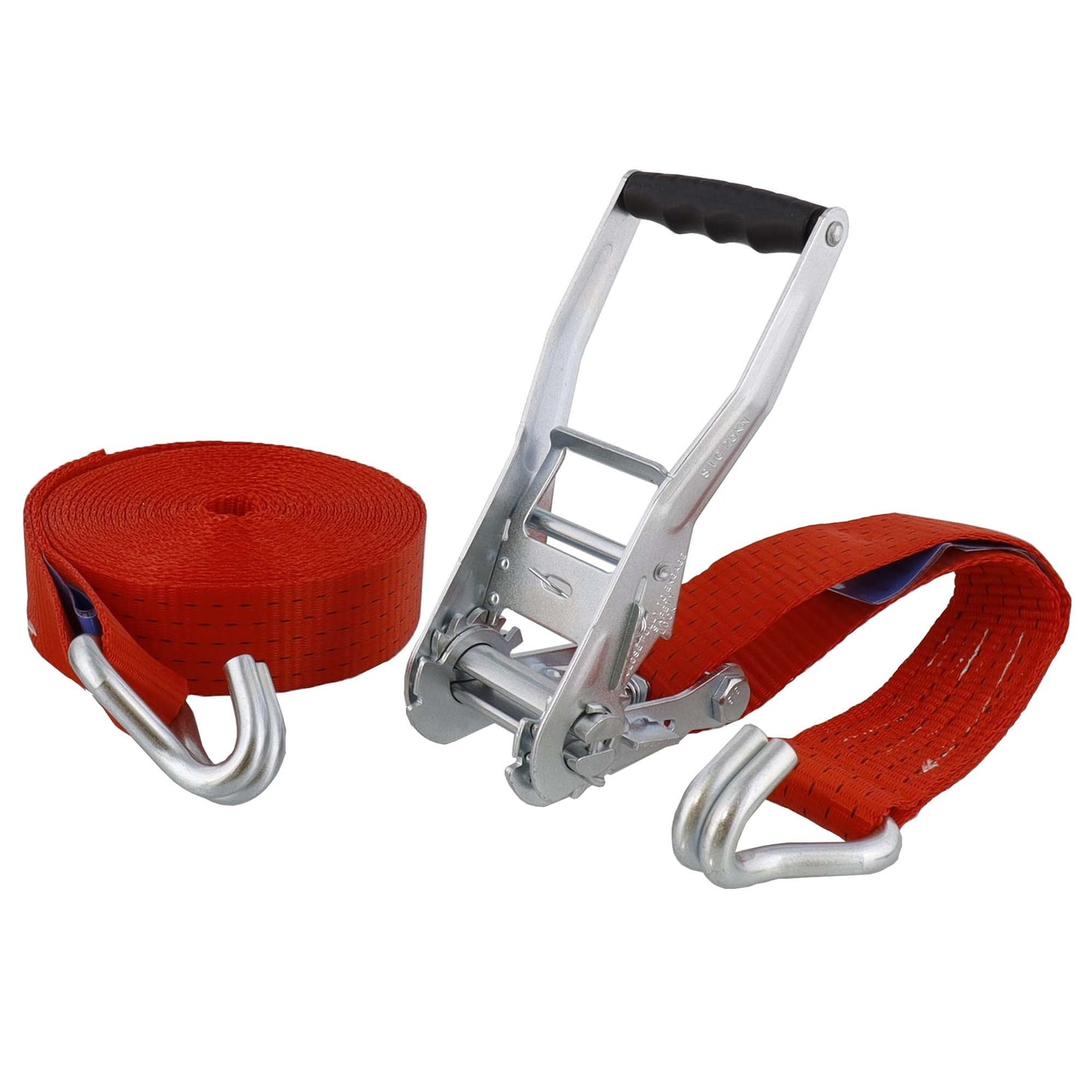 S - Line Zurrgurt 5035, 8 m, Festende 0,5 m, Losende 7,5 m, zweiteilig, mit Druckratsche R50E1 und Spitzhaken doppelt 5002, Gewebe 50 mm, rot, LC 2500 daN im geraden Zug/5000 daN in der Umreifung, STF 350 daN, Dehnung < 5 % - TMN - shop.de
