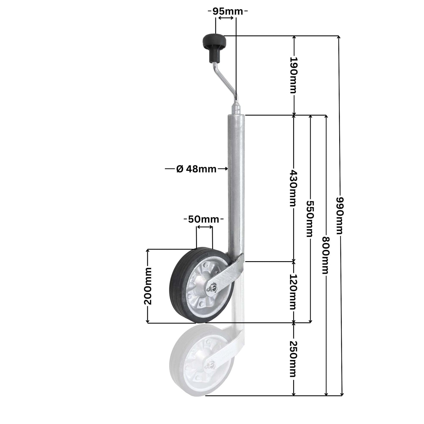 Stützrad 300kg mit Ø48mm Rohr 200x50mm passend für AL - KO 1222437 - TMN - shop.de
