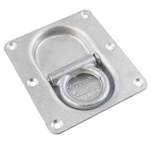 Suer Zurrring H2404 mit doppelter Bodenplatte, verzinkt, mit Rückzugfeder, Belastbarkeit 1000 daN, DIN EN 12640:2001 - 01 - TMN - shop.de