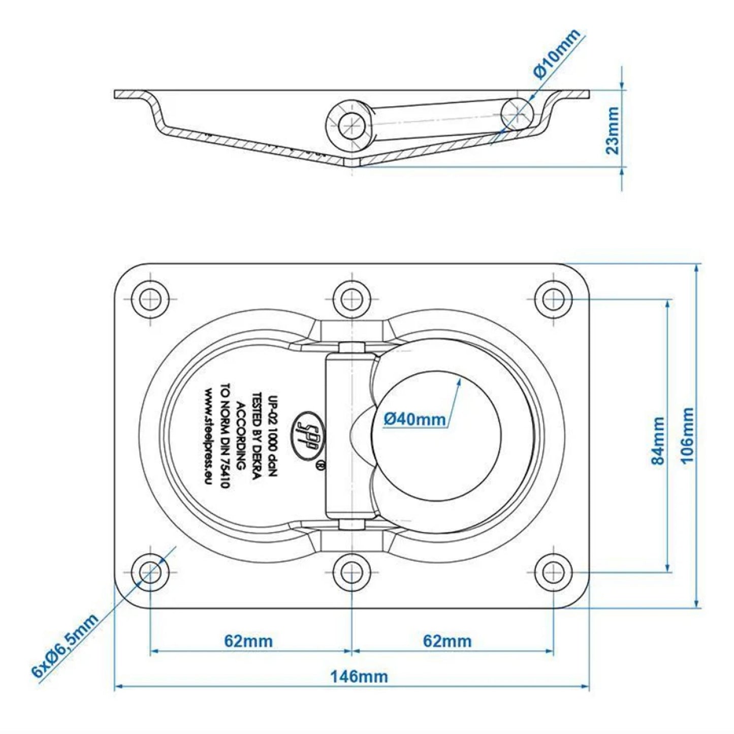 SPP lashing trough double + counter plate 146x106mm