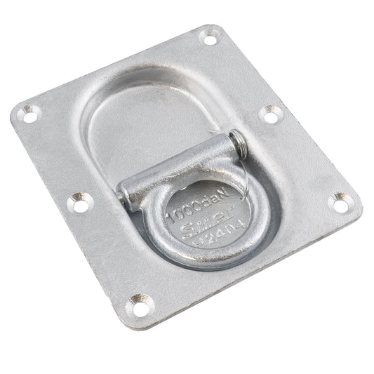 Suer Zurrring H2404 mit doppelter Bodenplatte, verzinkt, mit Rückzugfeder, Belastbarkeit 1000 daN,  DIN EN 12640:2001-01