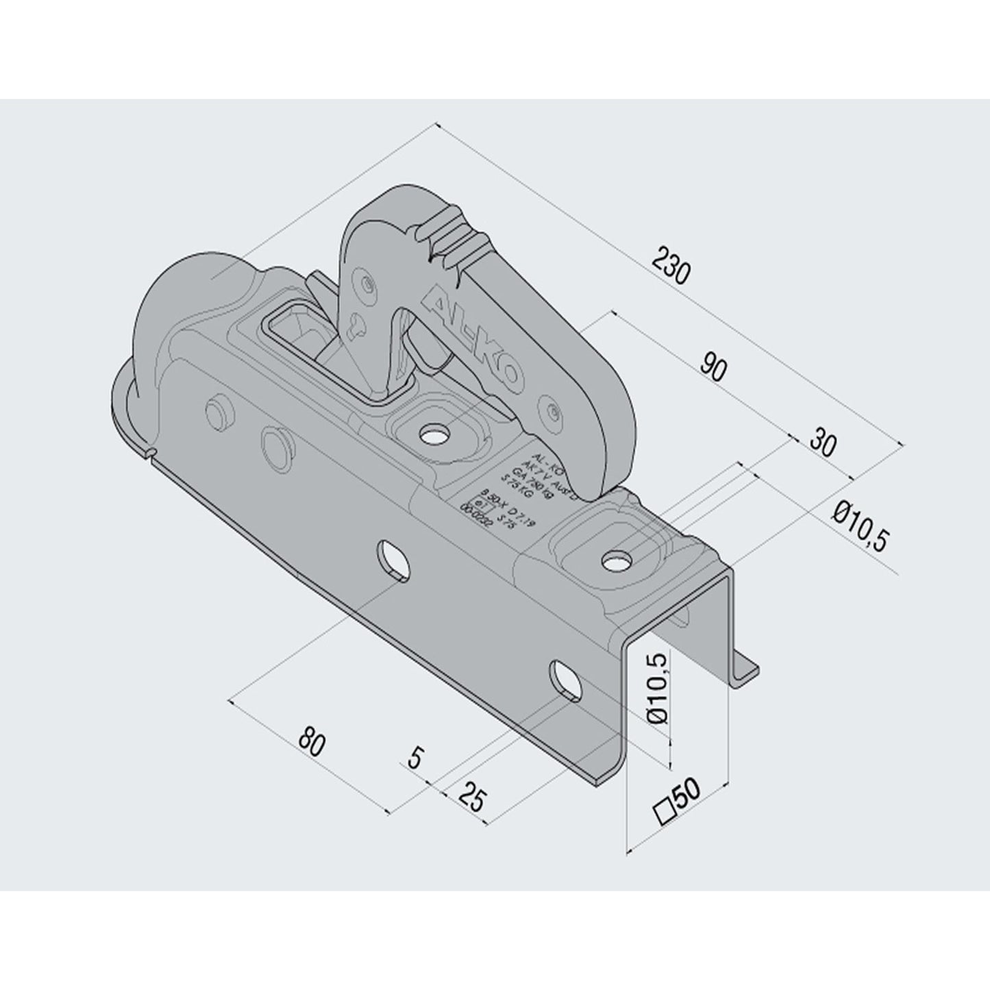 AL-KO AK7 V Ausf. D / 750kg Vierkant 50mm - TMN-shop.de