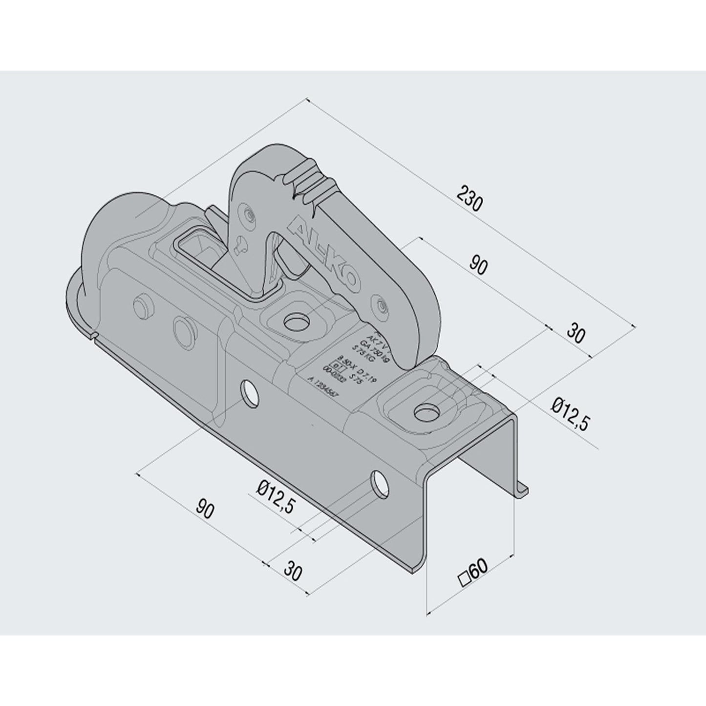 AL-KO AK7 V Ausf. E / 750kg Vierkant 60mm - TMN-shop.de