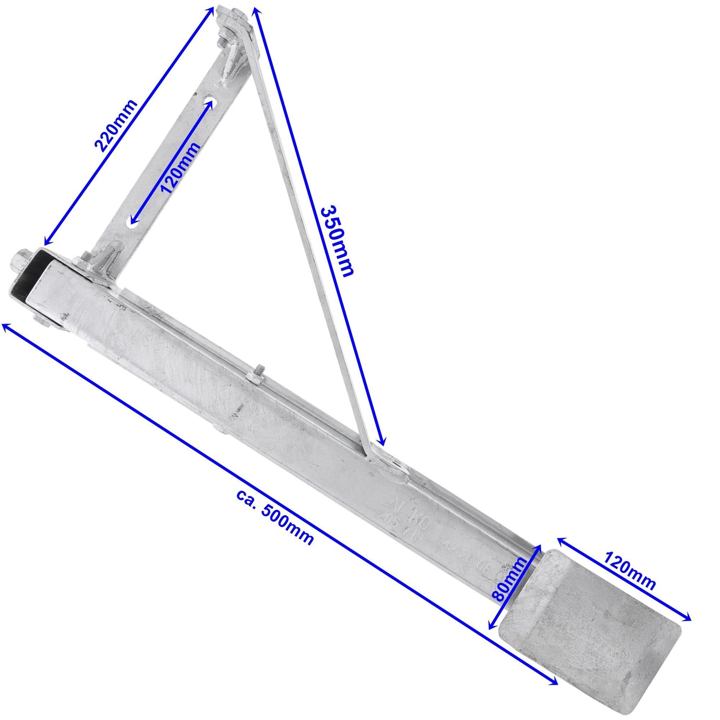 AL-KO Ausdrehstütze mit Klappfuß, verzinkt VL oder HR Hub 480mm - TMN-shop.de