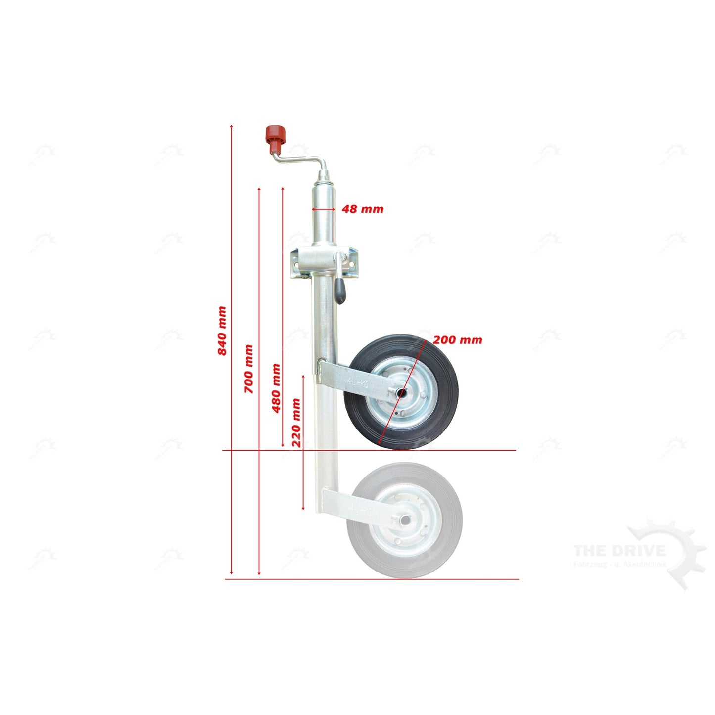 AL-KO Stützrad Compact 150 kg Stahlfelge, Vollgummi mit Klemmhalter - TMN-shop.de