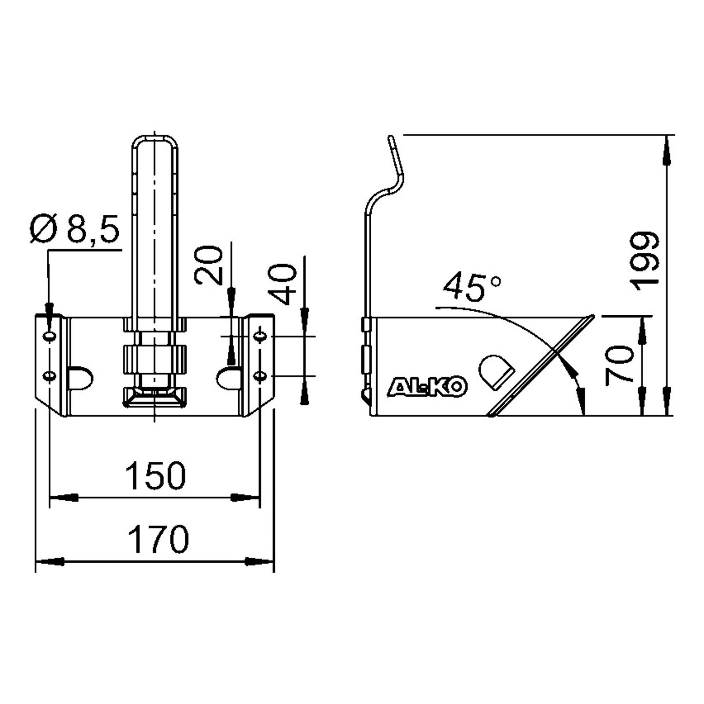 ALKO Halter für Unterlegkeil UK36 verzinkt - TMN-shop.de