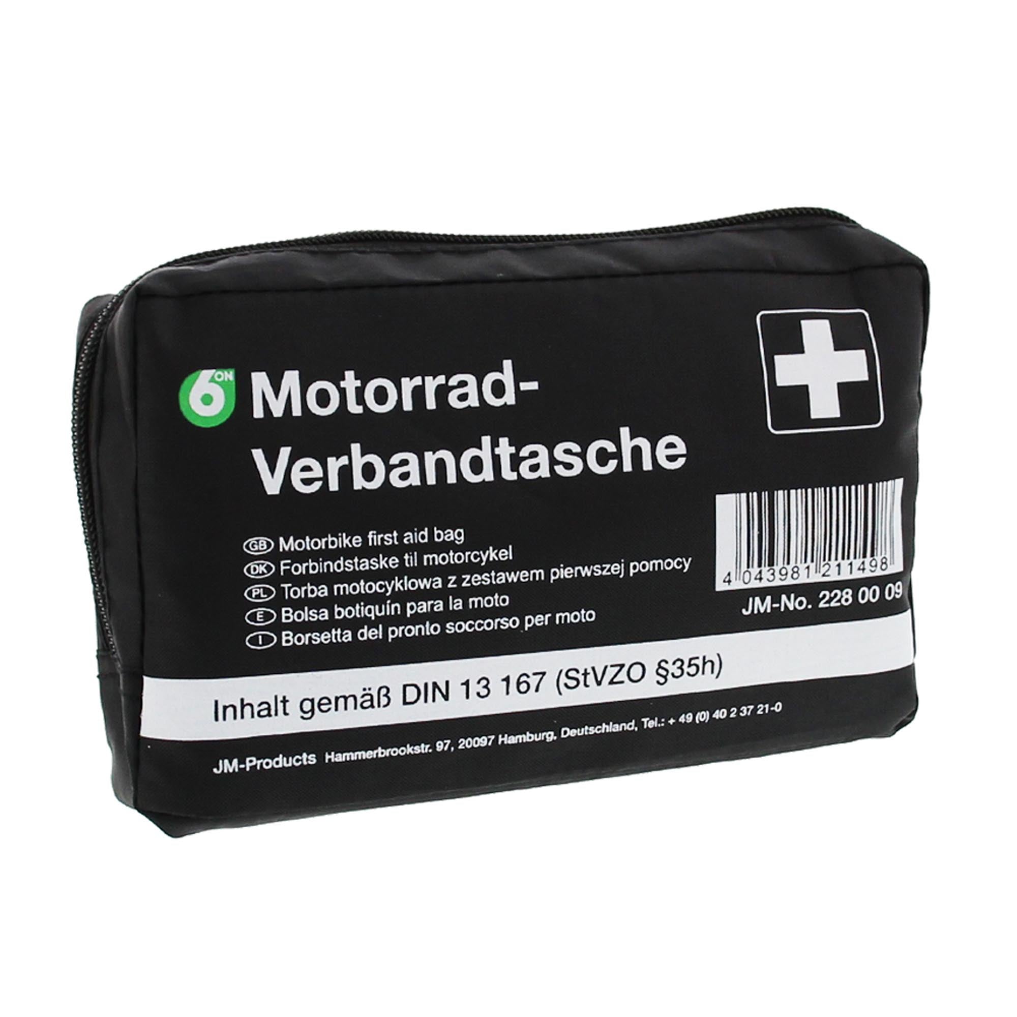 Motorrad-Verbandtasche - rot, Innentasche, Inhalt nach DIN 13167 - BROSIS  GmbH Medizinischer Großhandel