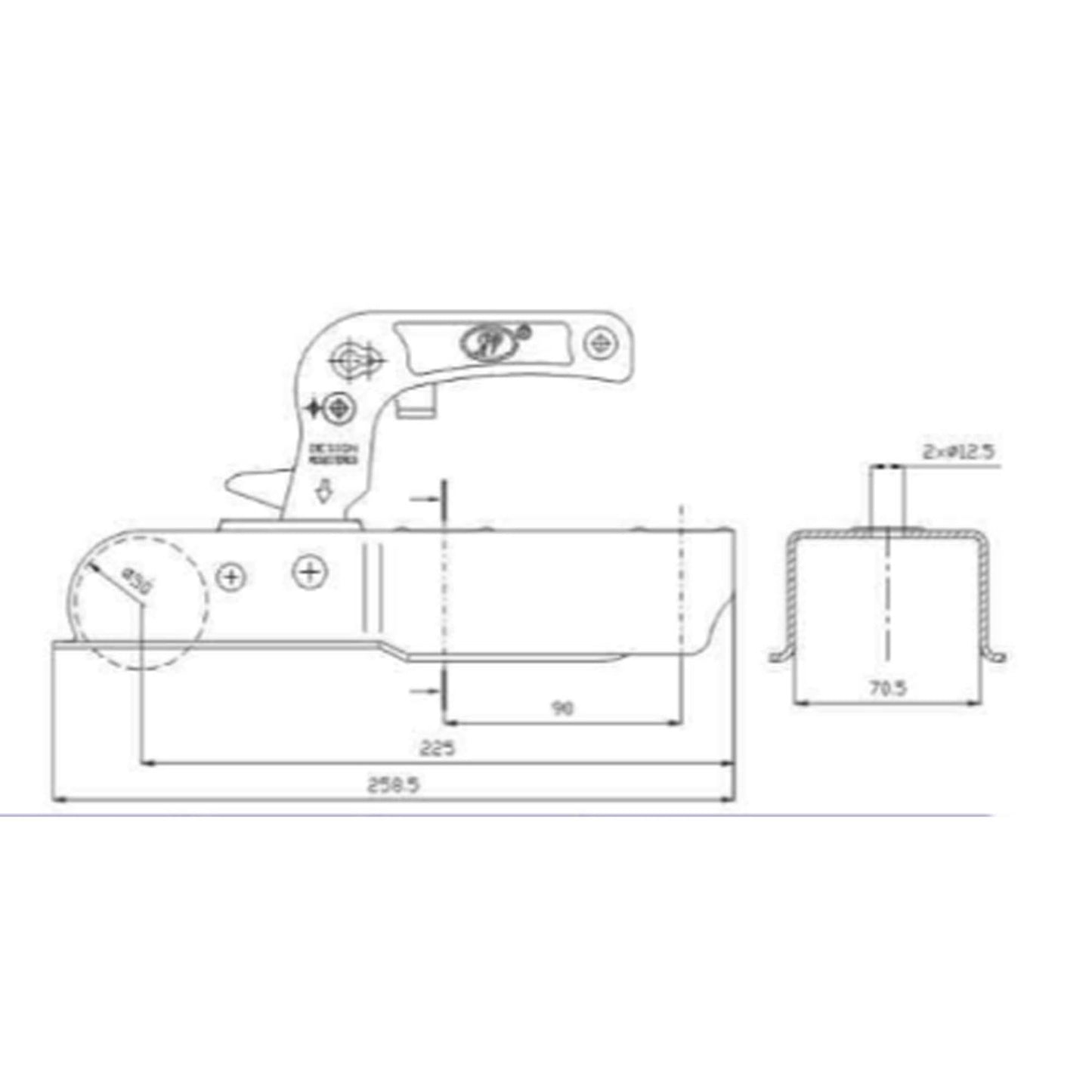 SPP ZSK-750J Kugelkupplung 70mm Vierkant 750kg - TMN-shop.de