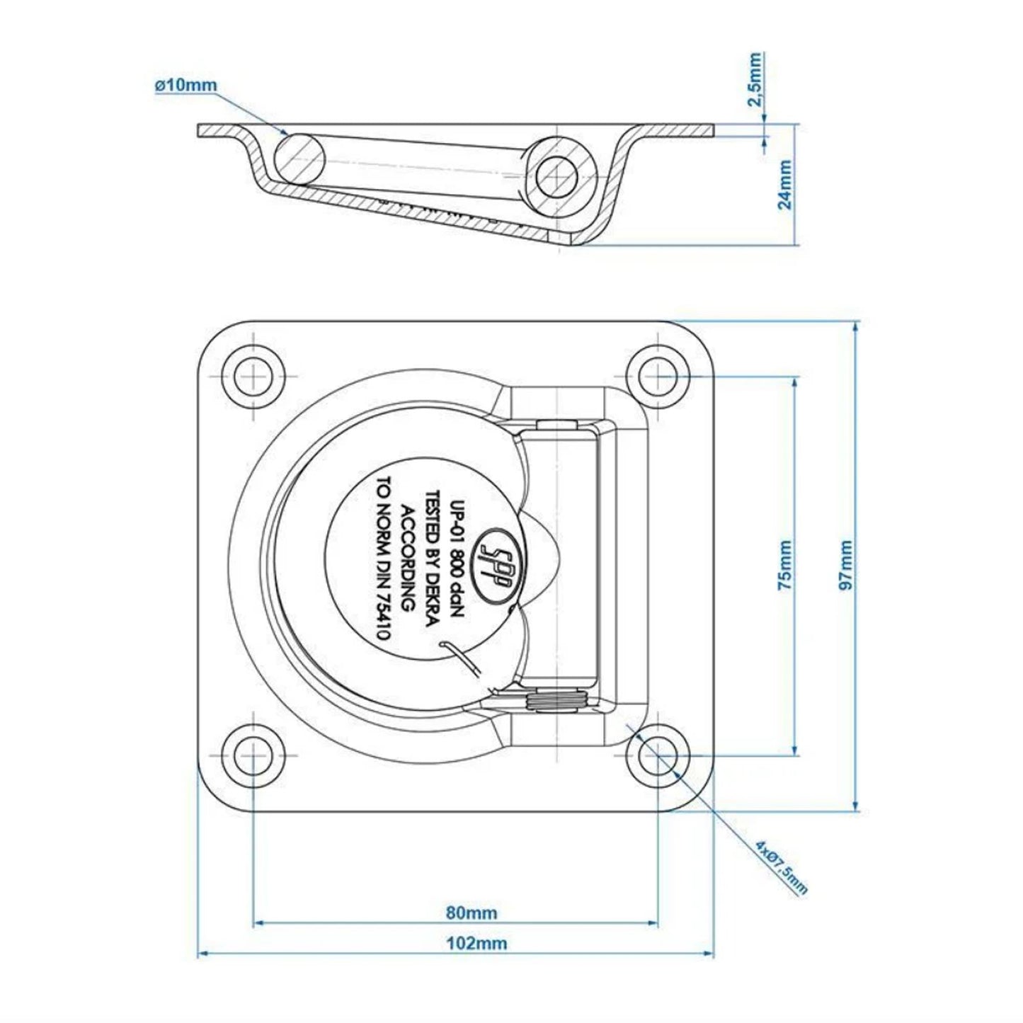 SPP Zurrmulde + Gegenplatte einfach mit Federöse - TMN-shop.de