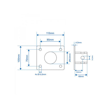 Turning support 520-900mm foldable 1000kg with screw flange + screw set
