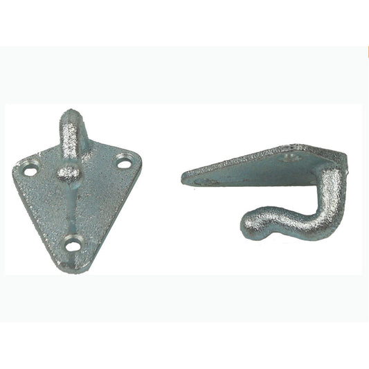 Three-hole tarpaulin hook for trailers to secure loads, cast iron