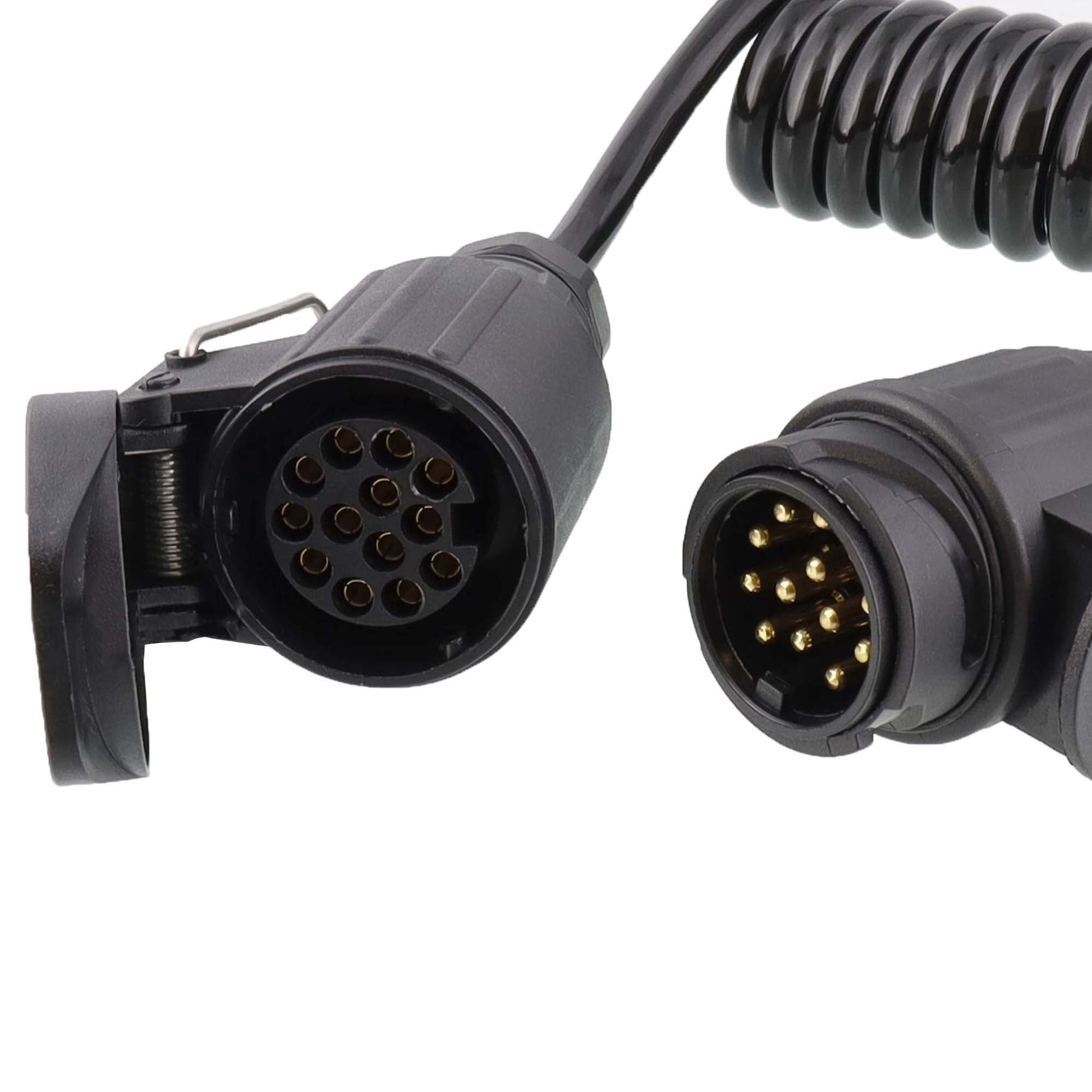 13 - poliges Spiralkabel Verlängerungskabel 13 - Adern 1,5M 1x Stecker / 1x Steckdose - TMN - shop.de