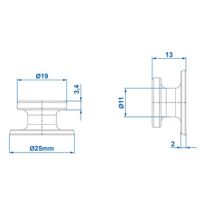 10x Rundknopf-Halter Kunststoff für 6-8mm Expanderseil