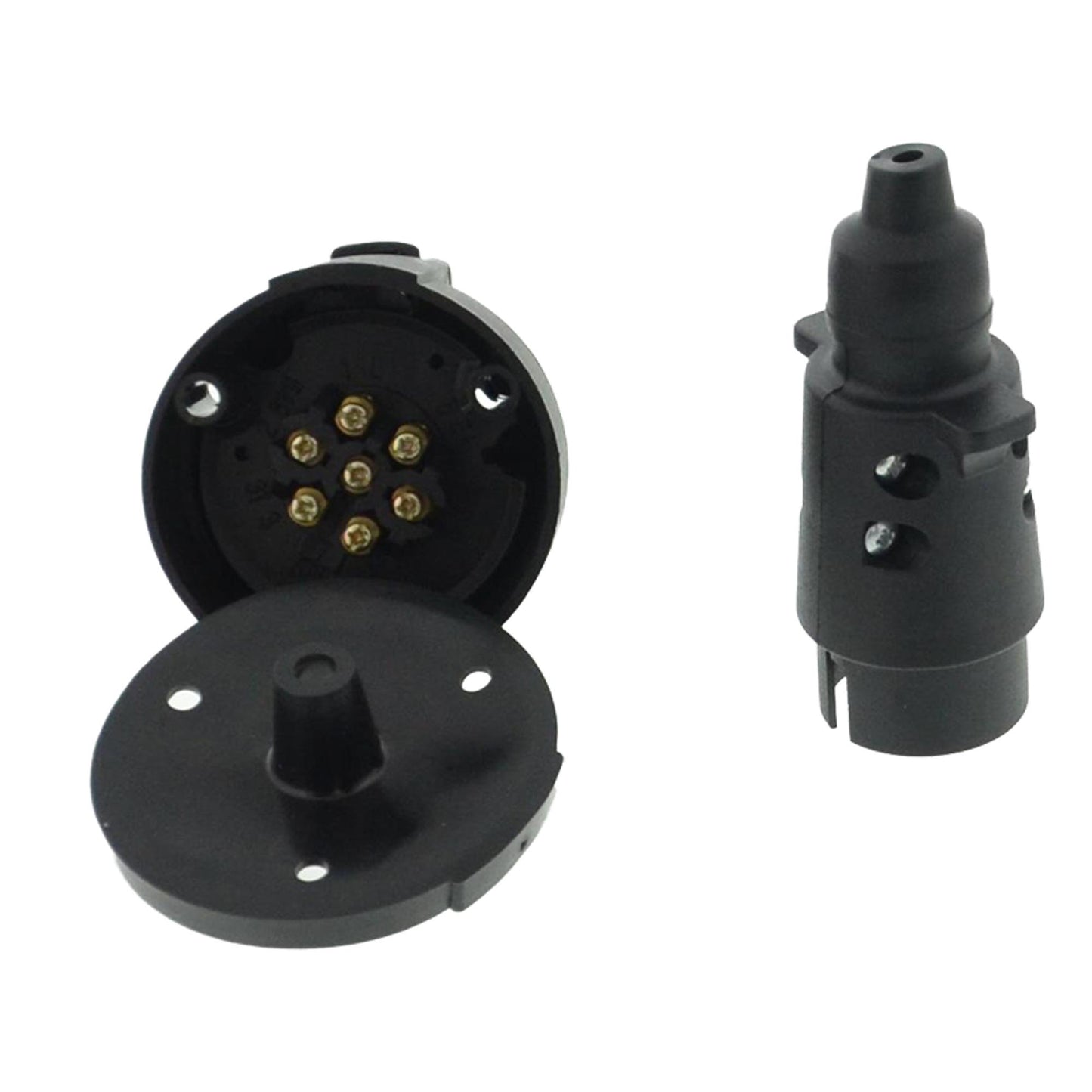 Set 7-pin trailer plug and socket + seal round plastic 12V