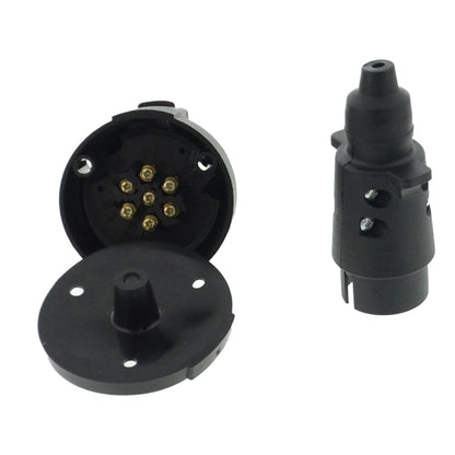 Set 7-pin trailer plug and socket + seal round plastic 12V