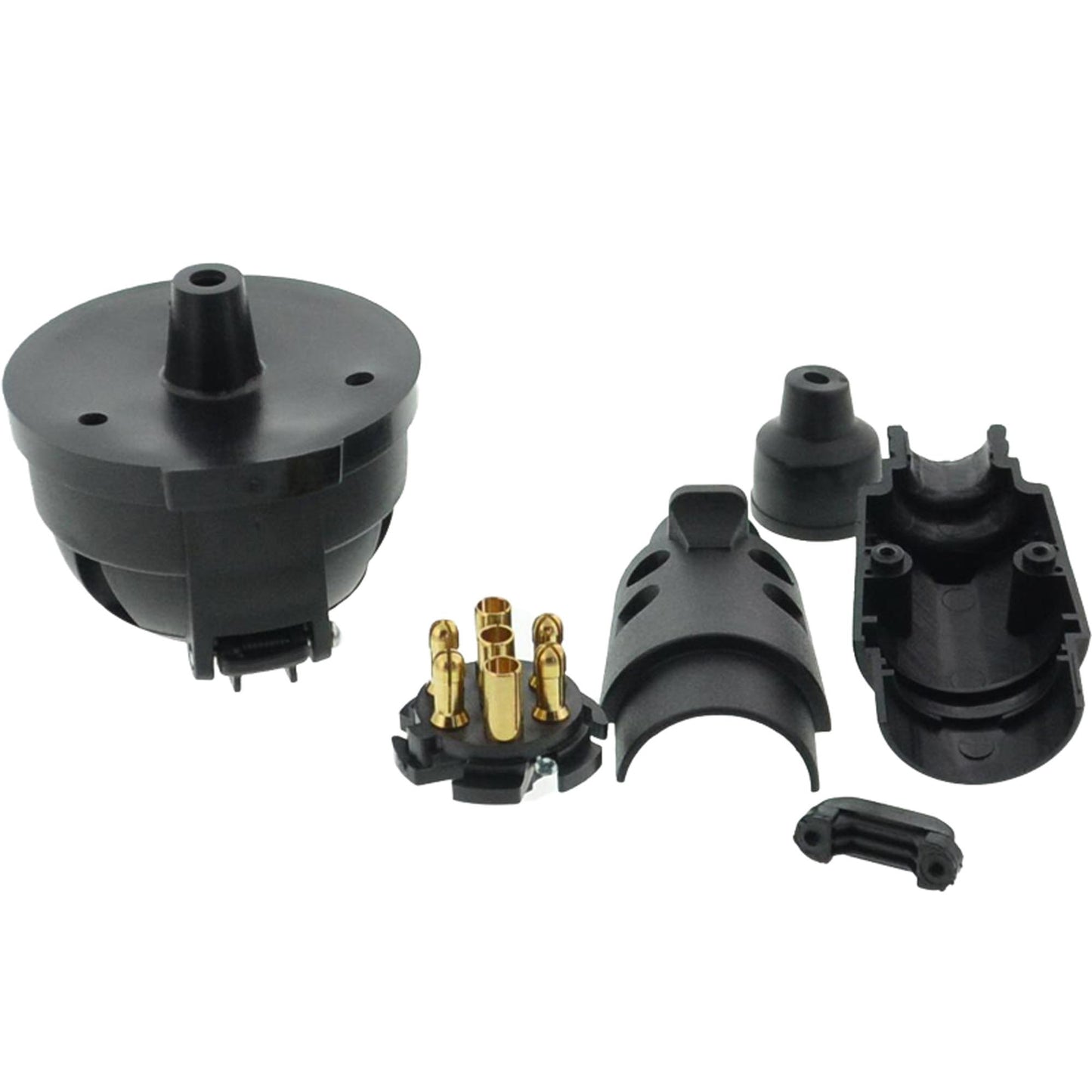 Set 7-pin trailer plug and socket + seal round plastic 12V