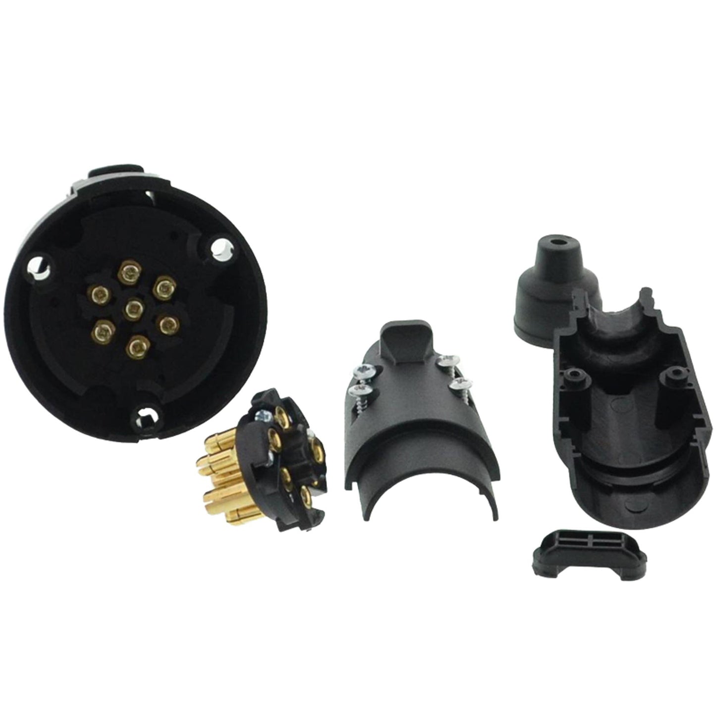 Set 7-pin trailer plug and socket + seal round plastic 12V