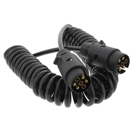7-pin coiled cable 5M with 2x PVC plugs