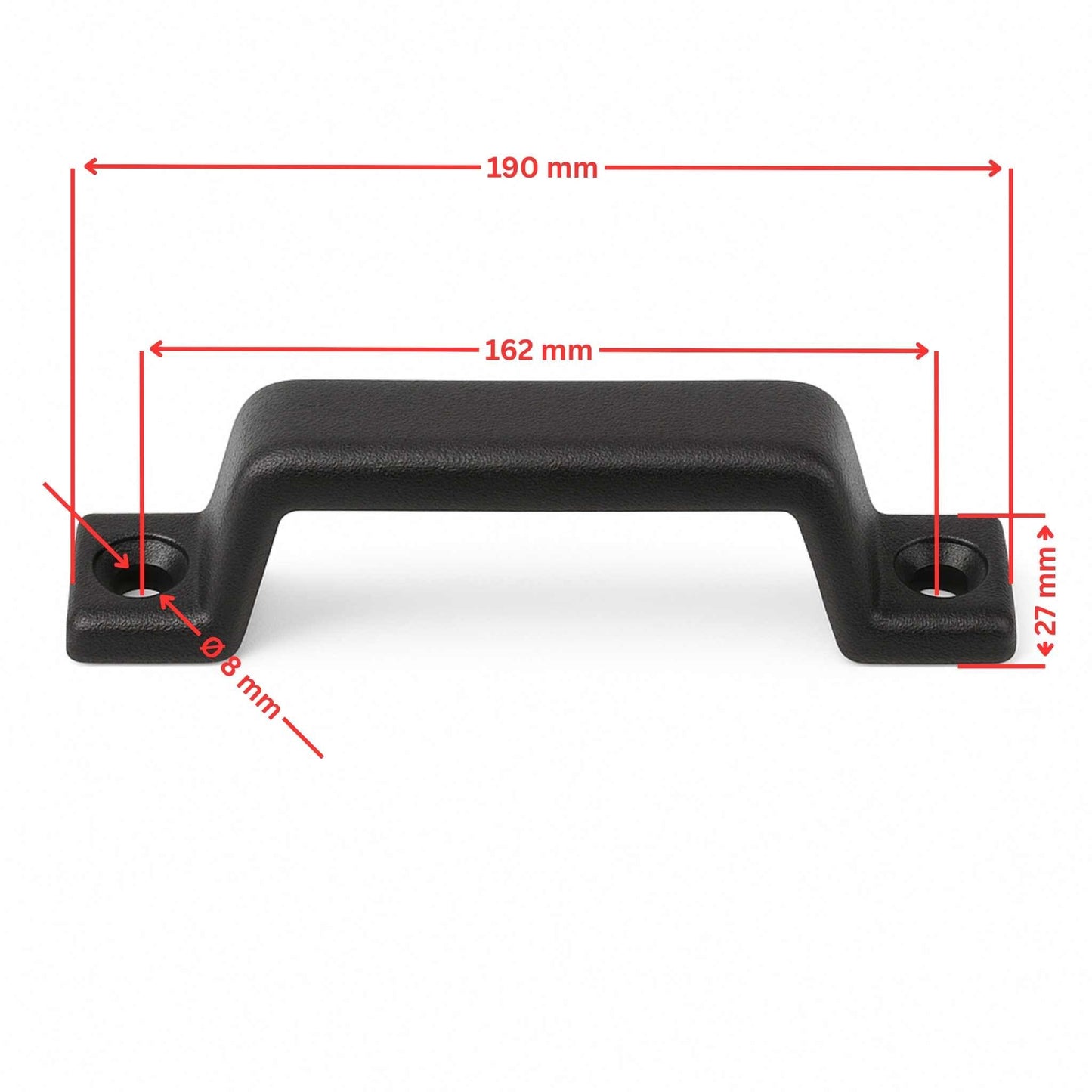 Handgriff / Rangiergriff für Anhänger mit Metalleinlage Schwarz 190mm