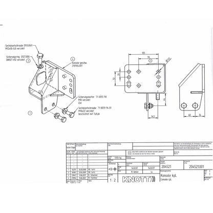 Knott Stützrad-Konsole für KF7.5 / KF13 / KF17 / KF20 GF u. GFH Ausf. Auflaufeinrichtung