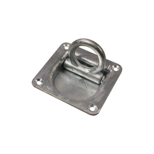 Suer Zurrring 105 × 105 mm, verzinkt, mit Rückzugfeder, Belastbarkeit 1000 daN, DIN EN 12640:2020-05