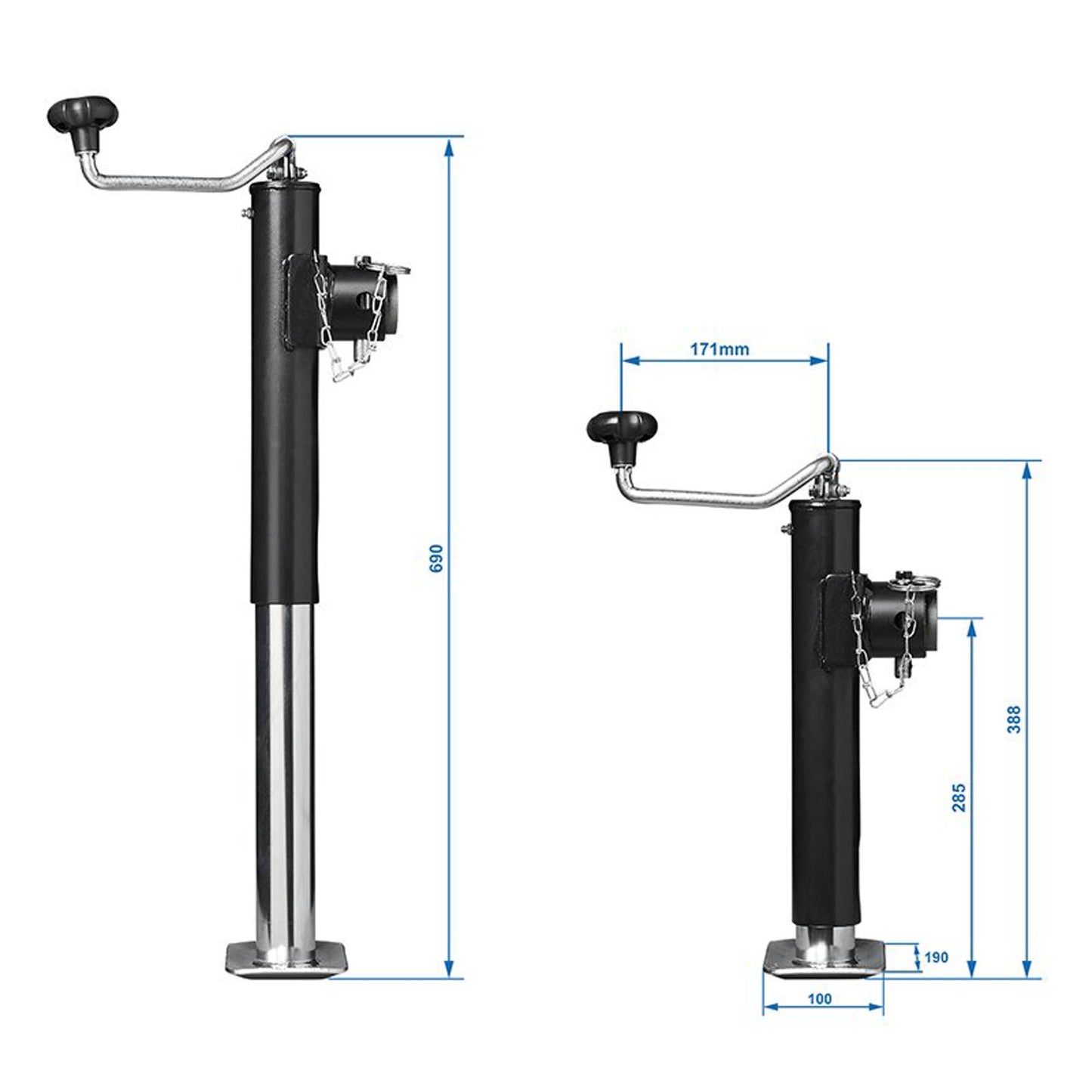 Turning support 390-640mm top sling foldable 1000kg with flange