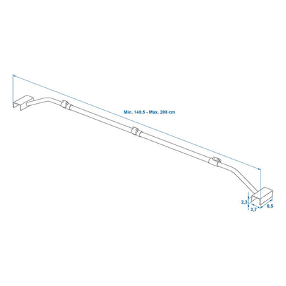 Flat tarpaulin bracket steel adjustable 141-208cm for car trailers