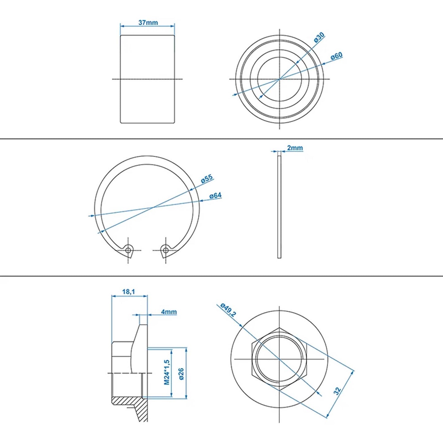 Wheel bearing kit compact bearing suitable for ALKO 1224800 wheel brake 1637