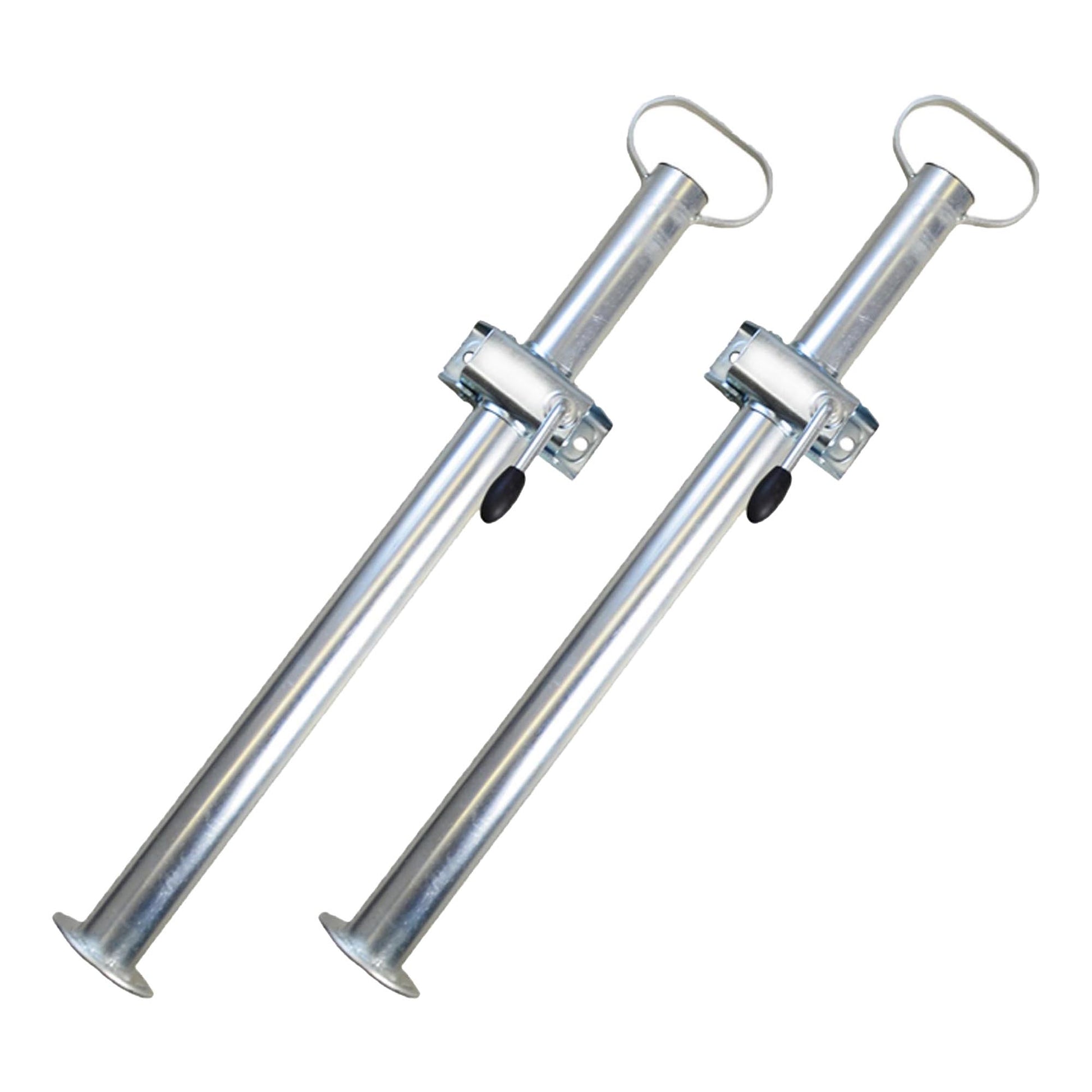 2x Anhaengerstuetze 600mm lang mit Klemmhalter Ø 48mm Rohr