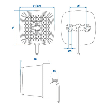 Seitenmarkierungsleuchte 12-24V Gelb 61 x 61 mm LED
