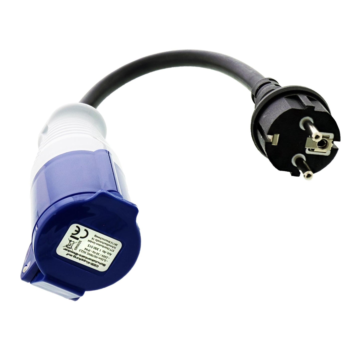 Adapter cable CEE coupling to Schuko plug 0.35m 3x2.5mm² H07RNG 230V IP44