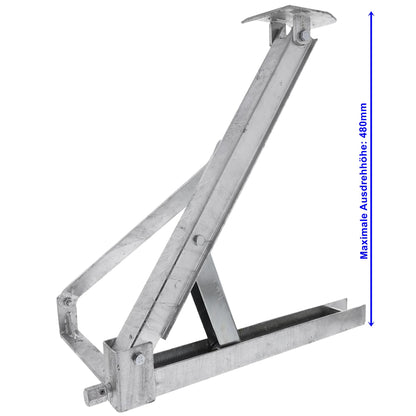 AL-KO turning support with folding base, galvanized VL or HR stroke 480mm