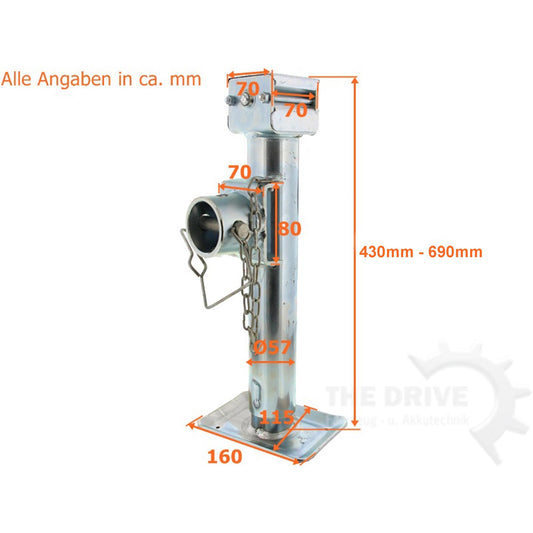 Stützfuss Klappbar Ø57x430mm Stützlast 1300kg 19mm Sechskant - TMN - shop.de