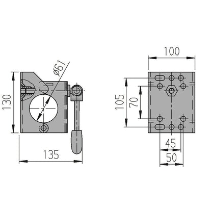 Support wheel set with clamp holder 500kg Ø60mm