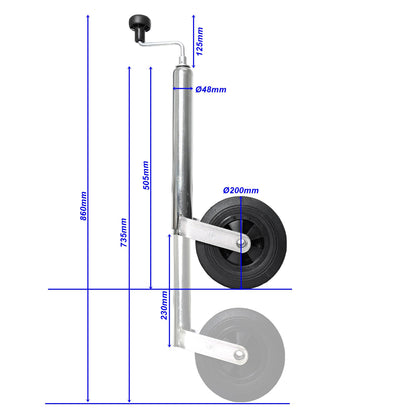 Winterhoff trailer jockey wheel 150kg with plastic rim